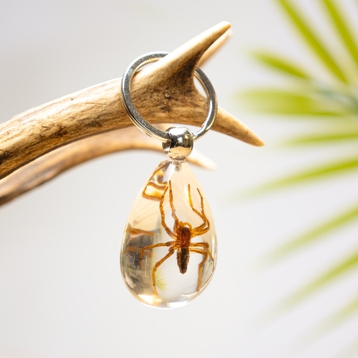 Yellow Spider in Resin Keyring